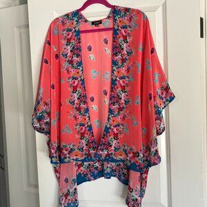 Tolani Open Front Floral Kimono Wrap Top, One Size